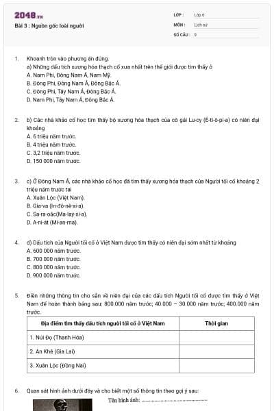 Bài 3 : Nguồn gốc loài người