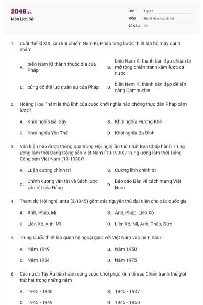 Môn Lịch Sử