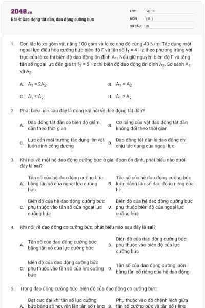 Bài 4: Dao động tắt dần, dao động cưỡng bức