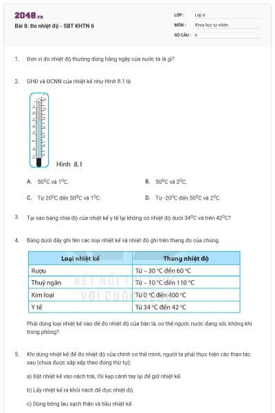 Bài 8: Đo nhiệt độ - SBT KHTN 6
