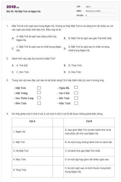 Bài 35. Hệ Mặt Trời và Ngân Hà