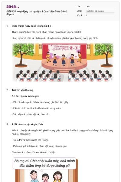 Giải SGK Hoạt động trải nghiệm 4 Cánh diều Tuần 26 có đáp án