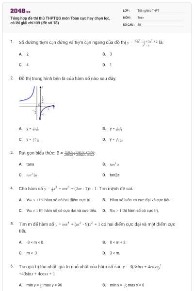 Tổng hợp đề thi thử THPTQG môn Tóan cực hay chọn lọc, có lời giải chi tiết (đề số 18)