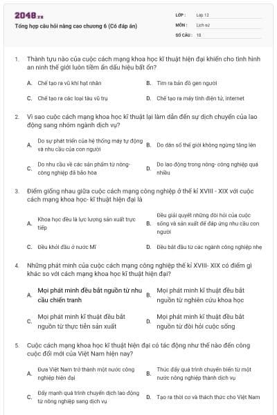 Tổng hợp câu hỏi nâng cao chương 6 (Có đáp án)