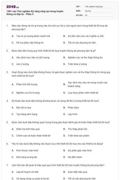 100+ câu Trắc nghiệm Kỹ năng sáng tạo trong truyền thông có đáp án - Phần 4