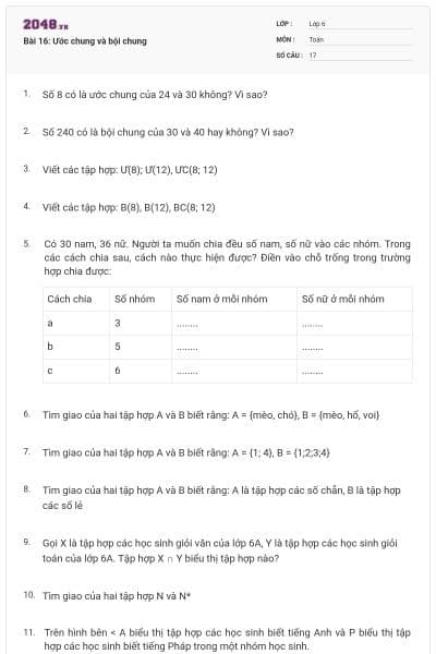 Bài 16: Ước chung và bội chung