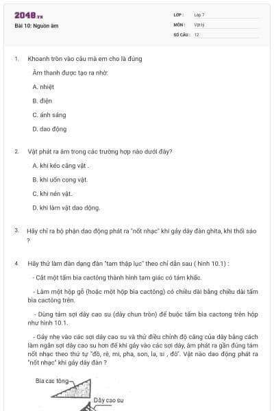 Bài 10: Nguồn âm