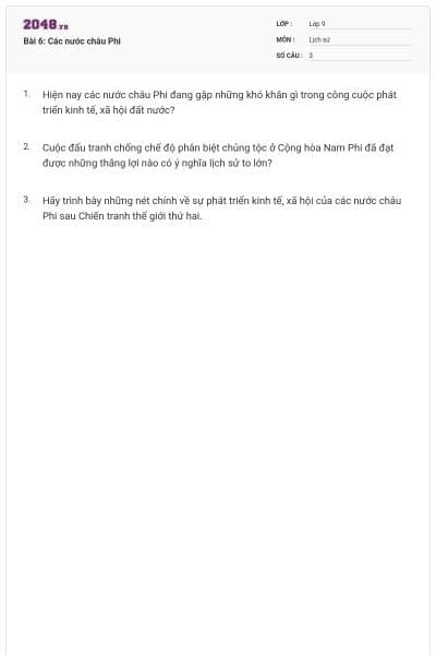 Bài 6: Các nước châu Phi