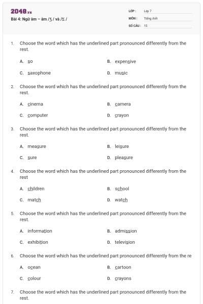 Bài 4: Ngữ âm – âm /Ʒ / và /Ʃ /