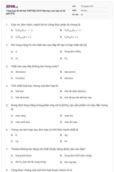 Tổng hợp đề thi thử THPTQG 2019 Hóa học cực hay có lời giải (P2)