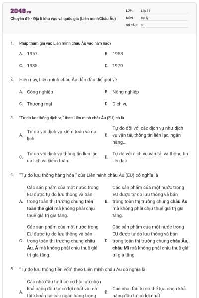 Chuyên đề - Địa lí khu vực và quốc gia (Liên minh Châu Âu)