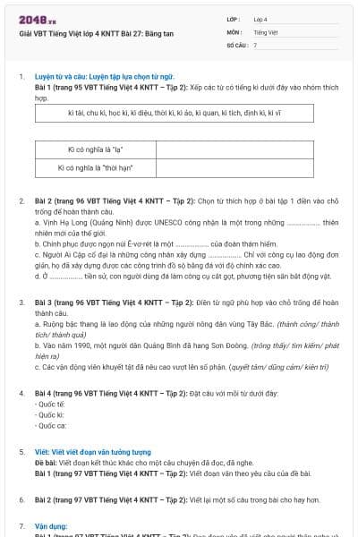 Giải VBT Tiếng Việt lớp 4 KNTT Bài 27: Băng tan