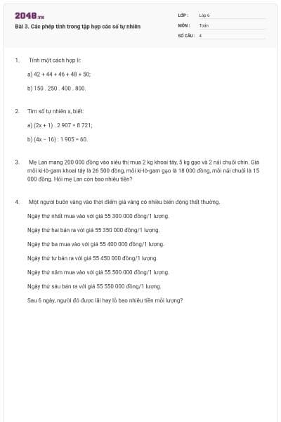 Bài 3. Các phép tính trong tập hợp các số tự nhiên
