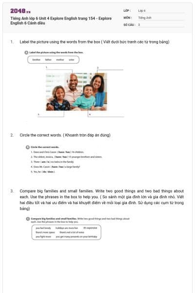 Tiếng Anh lớp 6 Unit 4 Explore English trang 154 - Explore English 6 Cánh diều