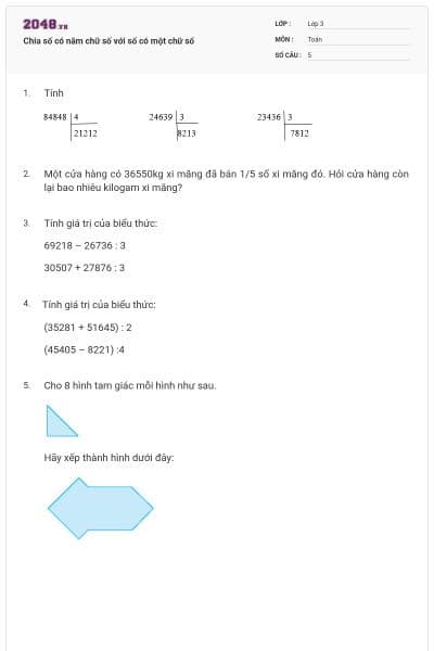 Chia số có năm chữ số với số có một chữ số