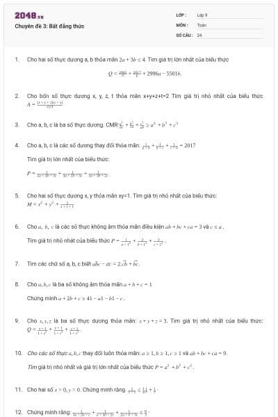 Chuyên đề 3: Bất đẳng thức