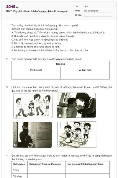 Bài 7. Ứng phó với các tình huống nguy hiểm từ con người