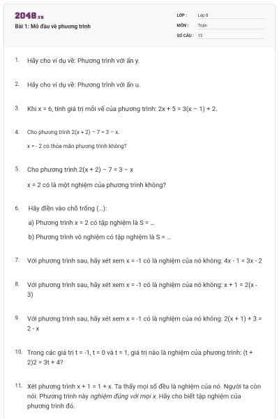 Bài 1: Mở đầu về phương trình