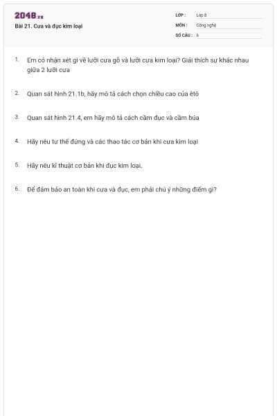 Bài 21. Cưa và đục kim loại