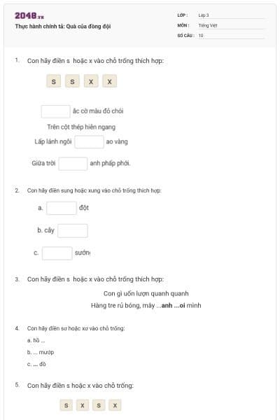 Thực hành chính tả: Quà của đồng đội