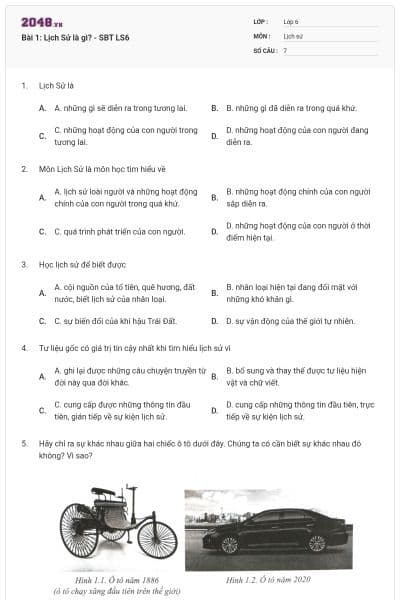Bài 1: Lịch Sử là gì? - SBT LS6