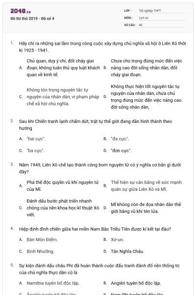Đề thi thử 2019 - Đề số 4