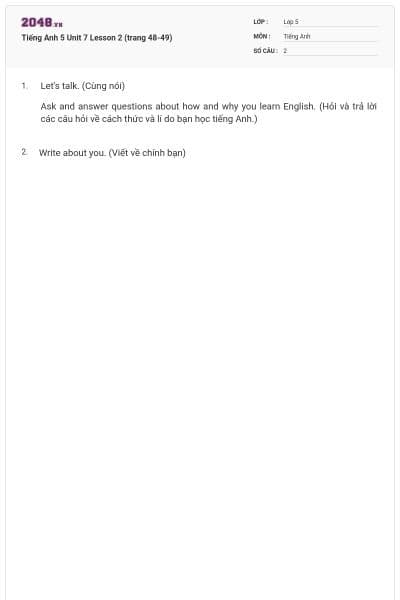 Tiếng Anh 5 Unit 7 Lesson 2 (trang 48-49)