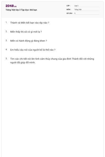 Tiếng Việt lớp 3 Tập đọc: Đôi bạn