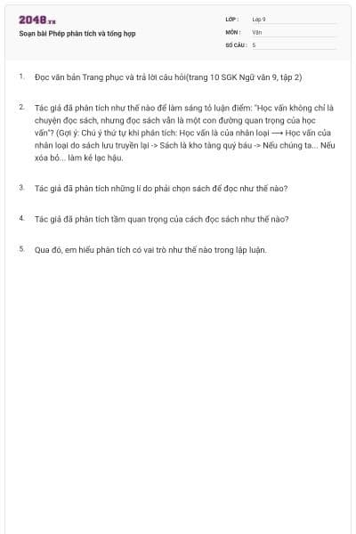 Soạn bài Phép phân tích và tổng hợp