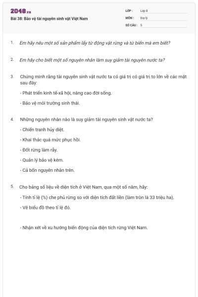 Bài 38: Bảo vệ tài nguyên sinh vật Việt Nam