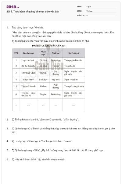 Bài 5. Thực hành tổng hợp về soạn thảo văn bản