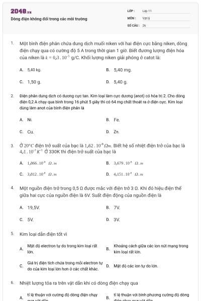 Dòng điện không đổi trong các môi trường