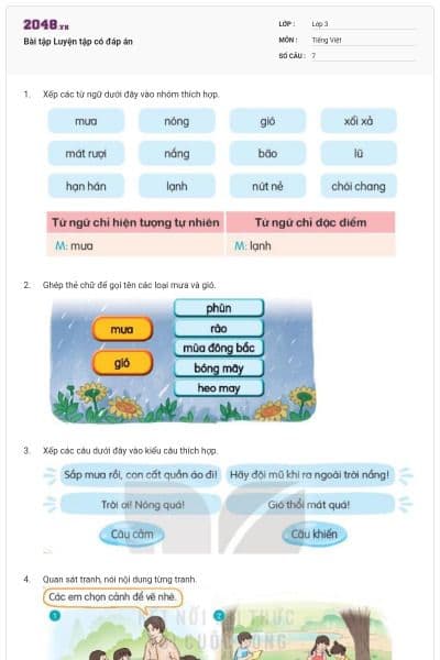 Bài tập Luyện tập có đáp án