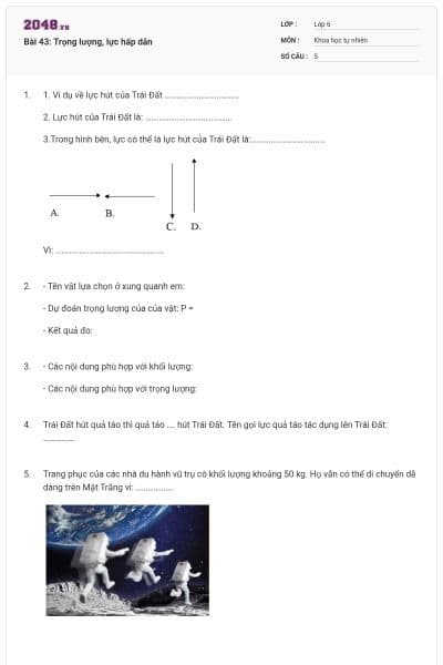 Bài 43: Trọng lượng, lực hấp dẫn