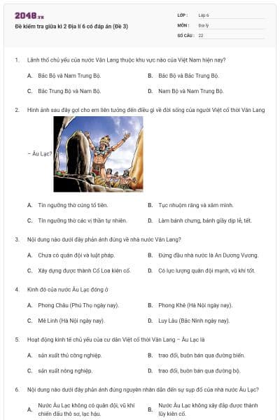 Đề kiểm tra giữa kì 2 Địa lí 6 có đáp án (Đề 3)