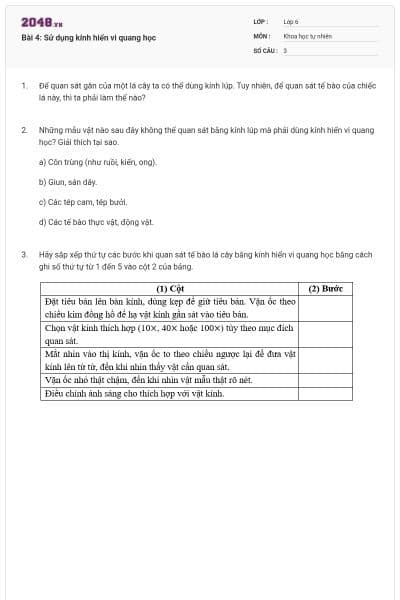 Bài 4: Sử dụng kính hiển vi quang học