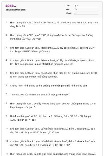 Bài 3: Hình thang cân