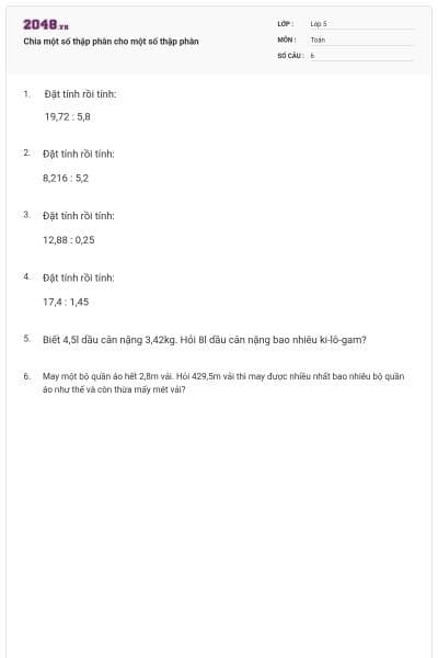 Chia một số thập phân cho một số thập phân