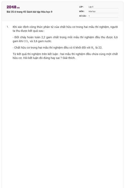 Bài 35.6 trang 45 Sách bài tập Hóa học 9