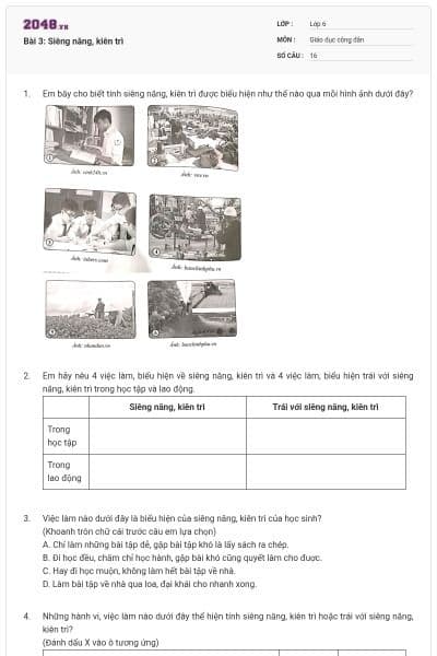 Bài 3: Siêng năng, kiên trì