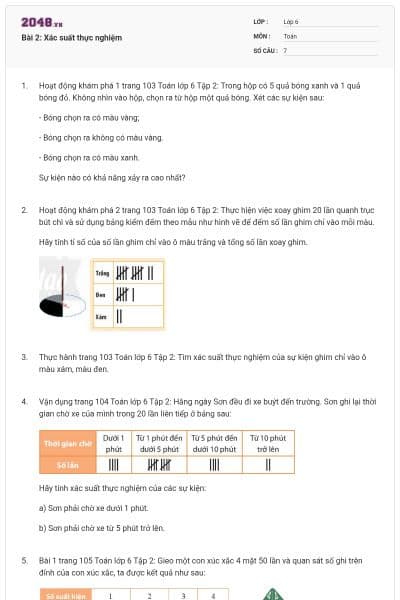 Bài 2: Xác suất thực nghiệm