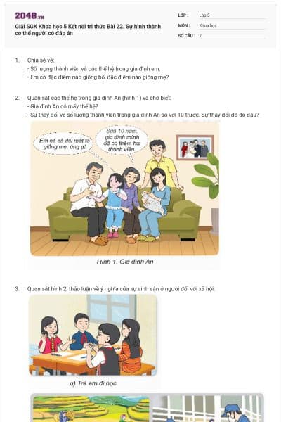 Giải SGK Khoa học 5 Kết nối tri thức Bài 22. Sự hình thành cơ thể người có đáp án