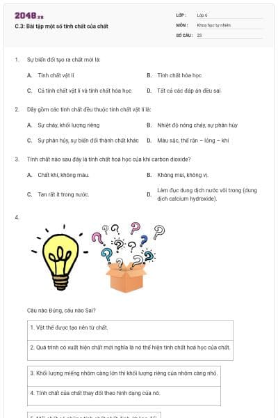 C.3: Bài tập một số tính chất của chất