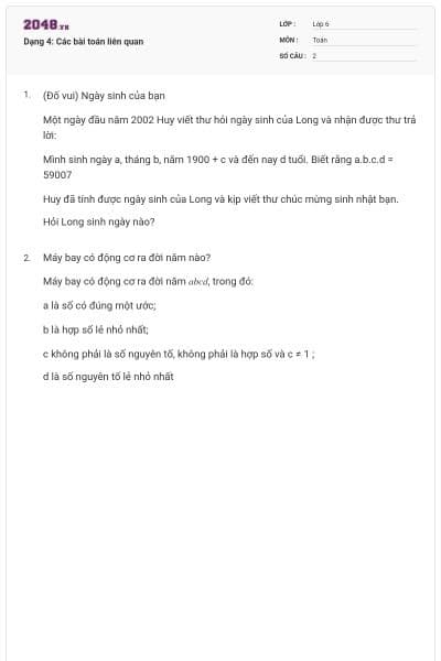 Dạng 4: Các bài toán liên quan