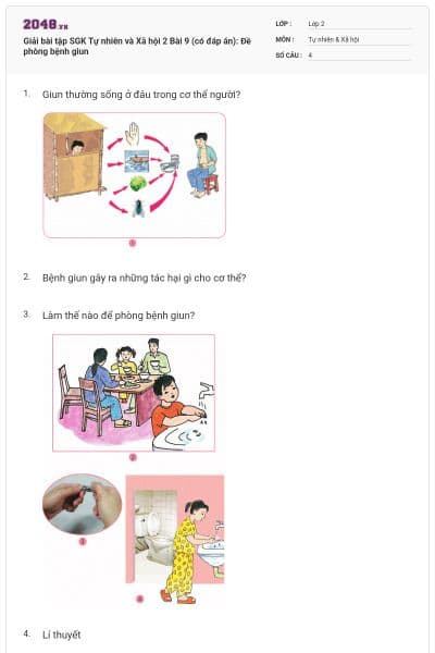 Giải bài tập SGK Tự nhiên và Xã hội 2 Bài 9 (có đáp án): Đề phòng bệnh giun