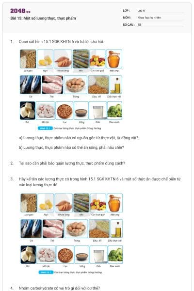 Bài 15: Một số lương thực, thực phẩm