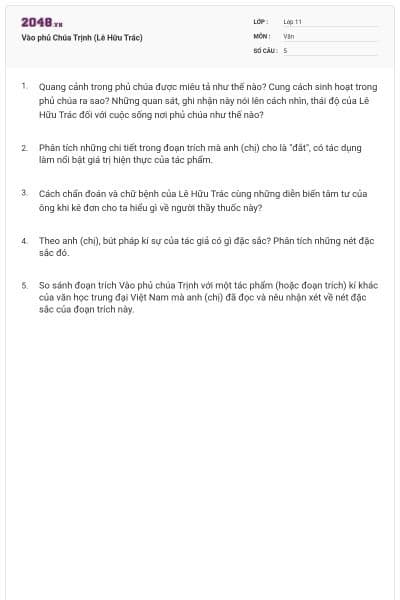 Vào phủ Chúa Trịnh (Lê Hữu Trác)
