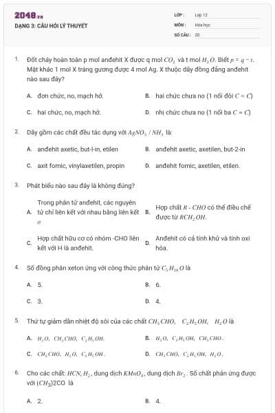 DẠNG 3: CÂU HỎI LÝ THUYẾT