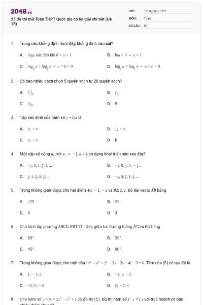 25 đề thi thử Toán THPT Quốc gia có lời giải chi tiết (Đề 15)