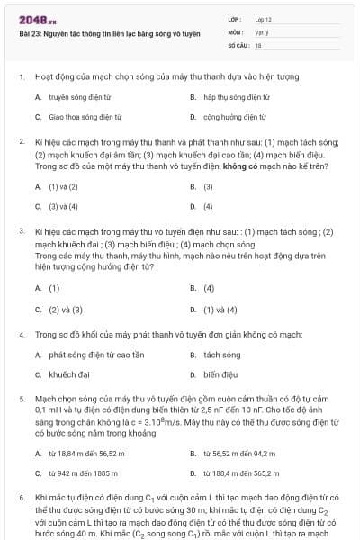 Bài 23: Nguyên tắc thông tin liên lạc bằng sóng vô tuyến